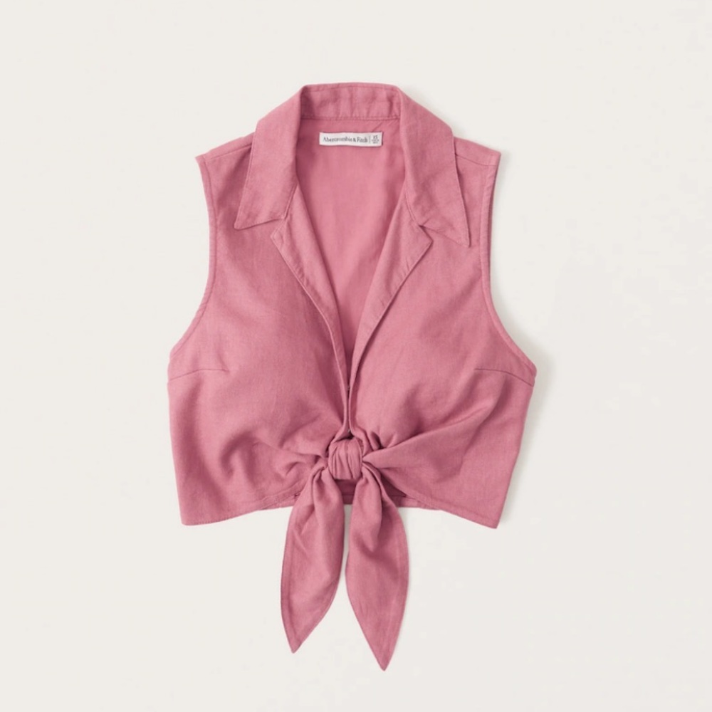 Abercrombie Tie-Front Linen-Blend Top